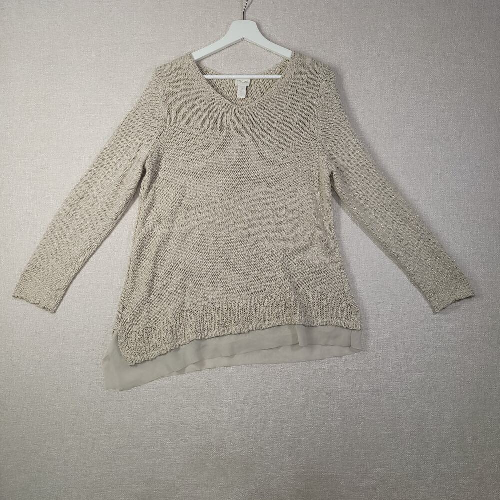Chico's Tan Knit Sweater Women's Size 2